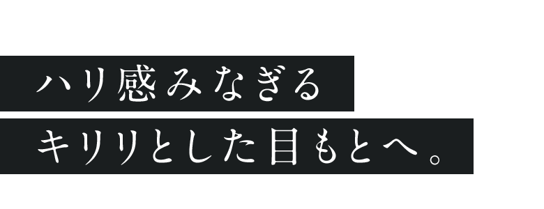 ハリ感みなぎるキリリとした目もとへ。