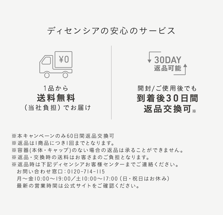 ディセンシアの安心のサービス