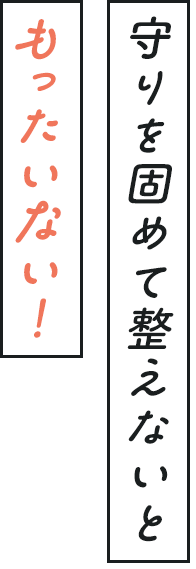 守りを固めて整えないともったいない！