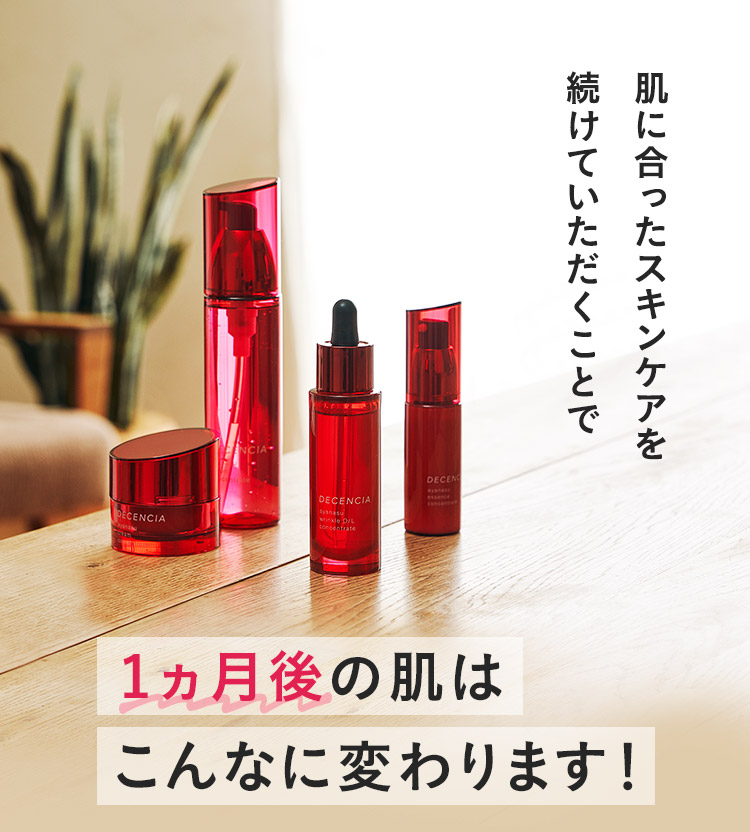 肌に合ったスキンケアを続けていただくことで対象のアイテムが1ヵ月後の肌はこんなに変わります！