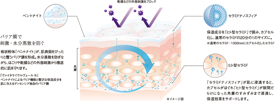 肌本来のバリア機能を取り戻すディセンシア独自特許技術「ヴァイタサイクルヴェール® 」採用