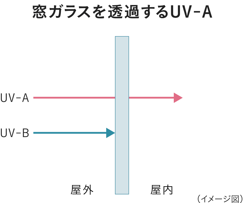 窓ガラスを透過するUV-A