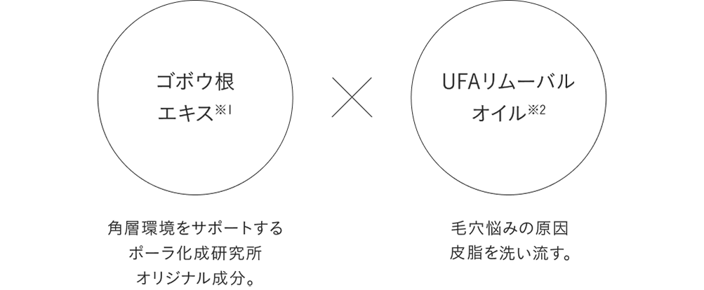 ゴボウ根エキス×UFAリムーバルオイル