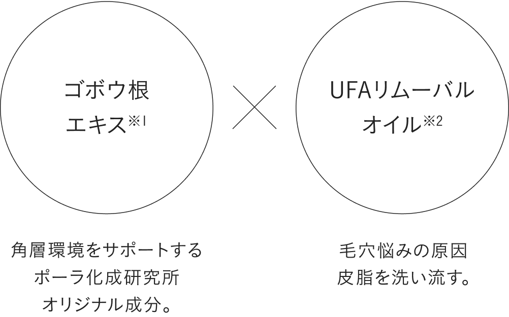 ゴボウ根エキス×UFAリムーバルオイル