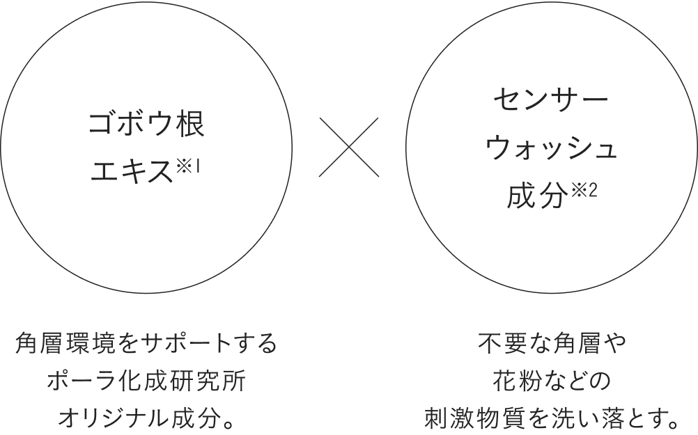 ゴボウ根エキス×センサーウォッシュ成分