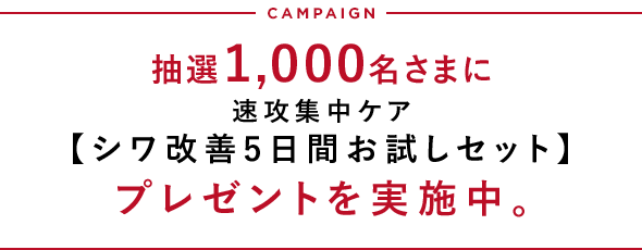 抽選1,000名さまに速攻集中ケア！【シワ改善5日間お試しセット】プレゼントを実施中。