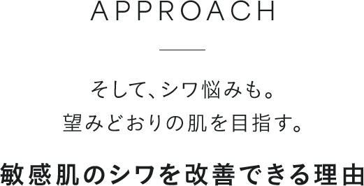 APPROACH そして、シワ悩みも。望みどおりの肌を目指す。敏感肌のシワを改善できる理由