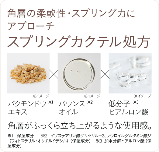 角層の柔軟性・スプリング力にアプローチ スプリングカクテル処方