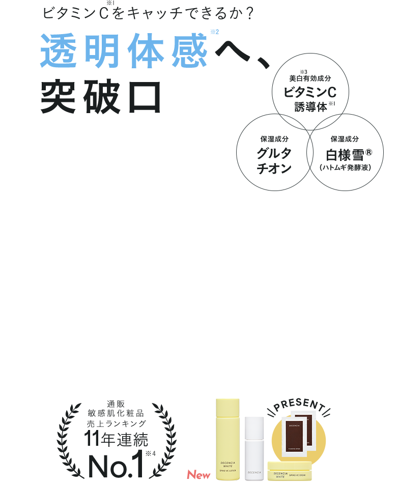 ビタミンCをキャッチできるか?透明体感へ、突破口